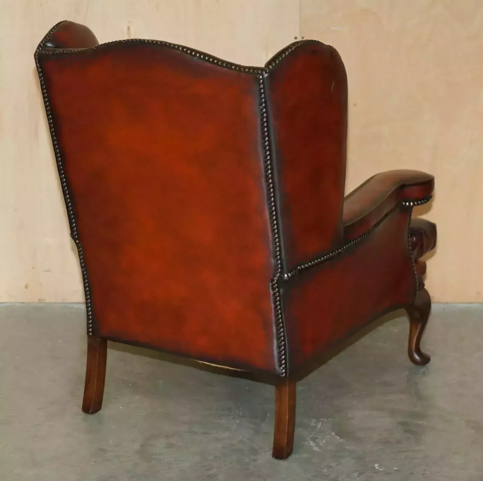 photo buy Pair Of Restored Vintage Leather Wingback Armchairs William Morris Flat Top Arms