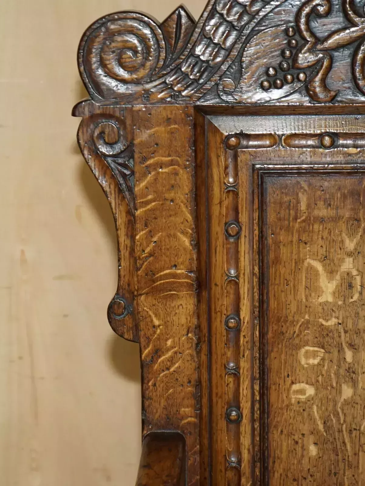 Fine & Rare Original 19th Century Wainscot Armchair England Oak With Side Drawer photo buy