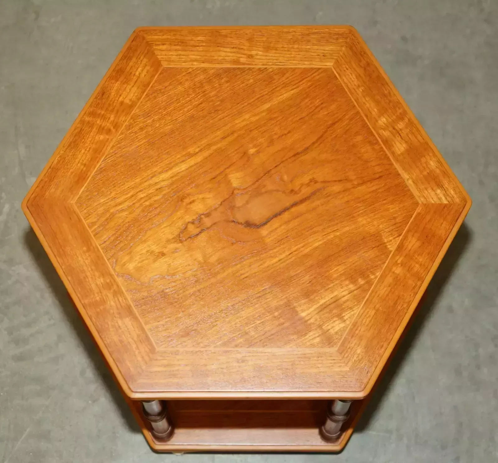 Fine Pair Of Vintage Hexagonal Side End Tables With Chippendale Bamboo Pillars photo Furniture