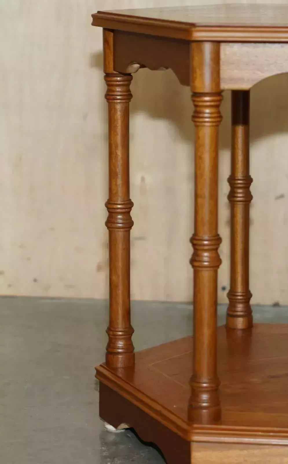 Fine Pair Of Vintage Hexagonal Side End Tables With Chippendale Bamboo Pillars photo buy