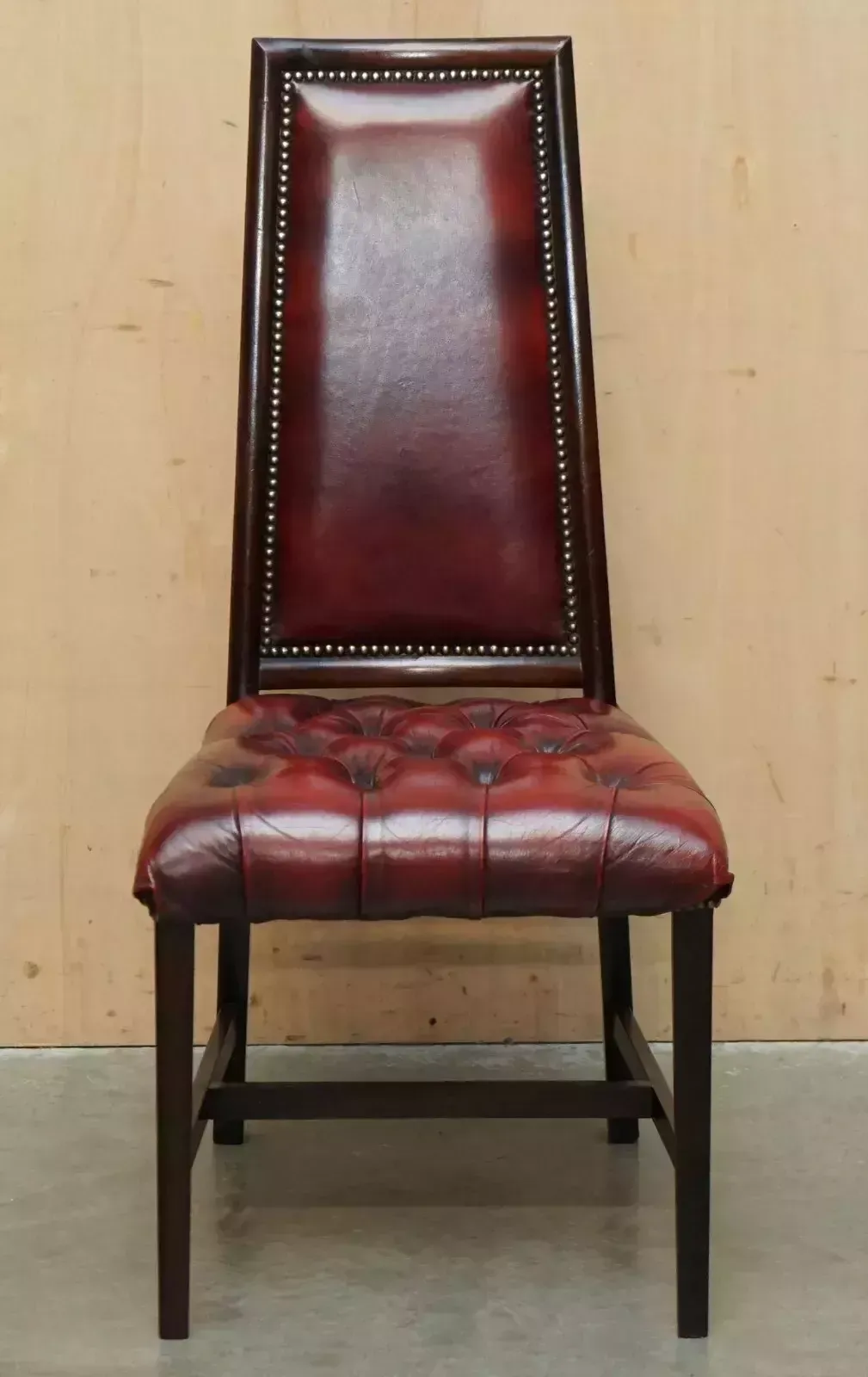 Four Stunning Vintage Oxblood Leather High Back Chesterfield Dining Chairs photo for sale