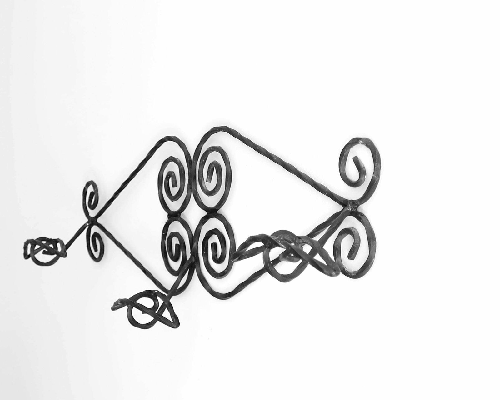 French Large Twisted Wrought Iron Coat Rack, 1950s / France, Hook, Cottage photo furniture