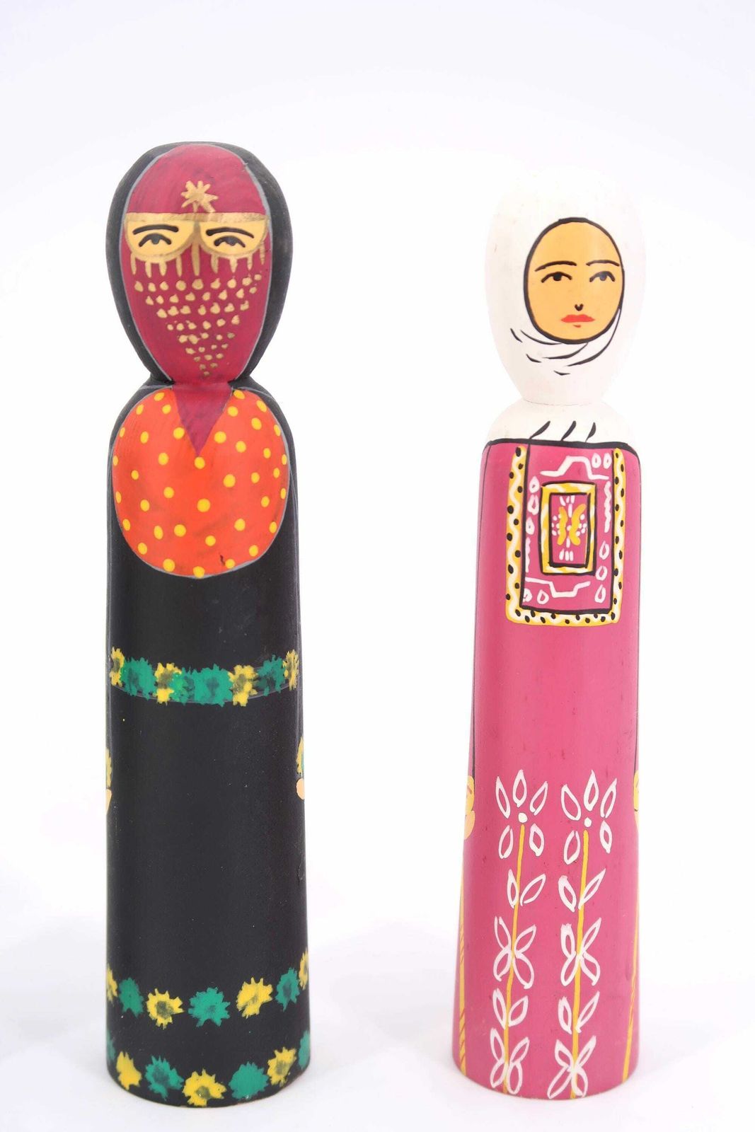 Set Of 4 Painting Wooden Figurines, Muslim Family, 1970s / Islamic, Arab, Arabian, Folk photo for sale