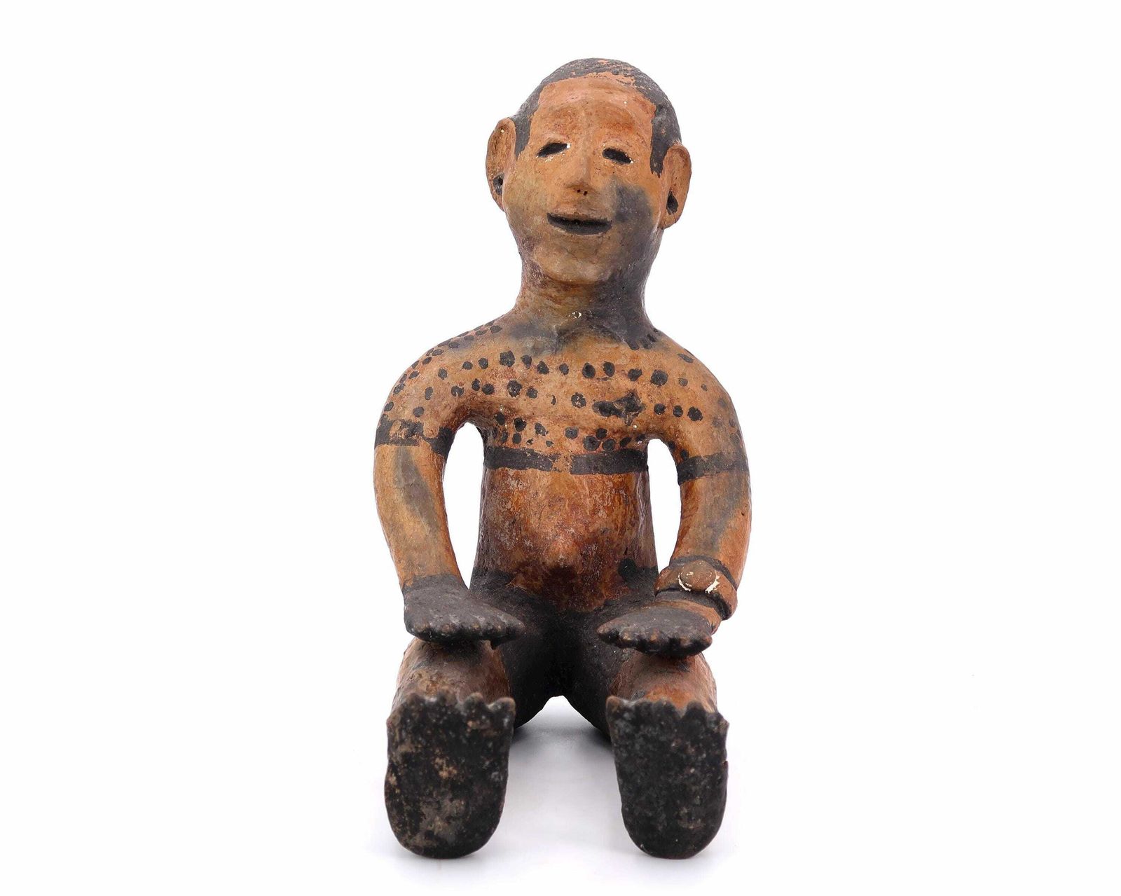 African Sculpture, Seated Man In Terracotta, 1980s / Man, Africa, Statue, Ceramic, Bookend photo for sale