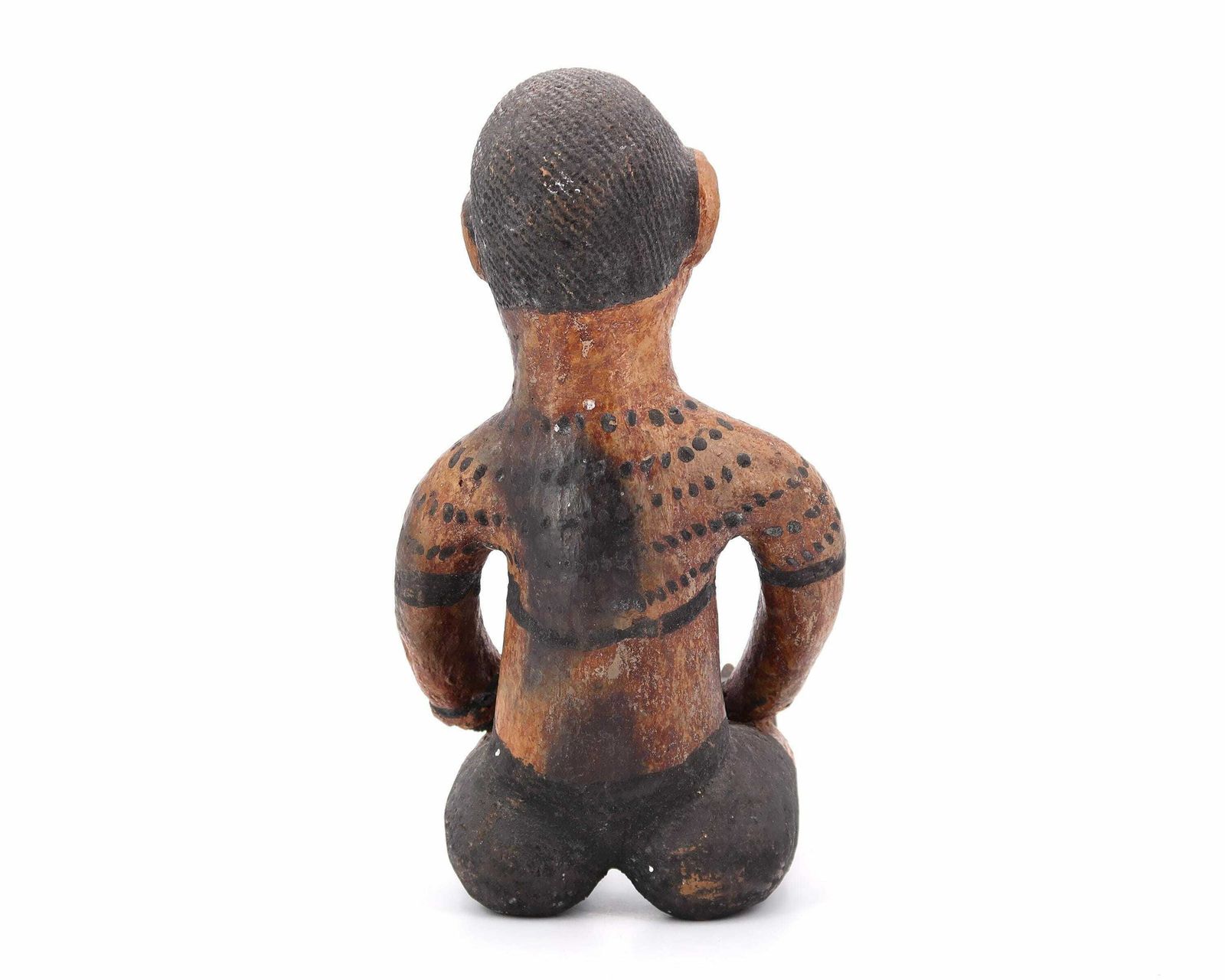 African Sculpture, Seated Man In Terracotta, 1980s / Man, Africa, Statue, Ceramic, Bookend photo vintage