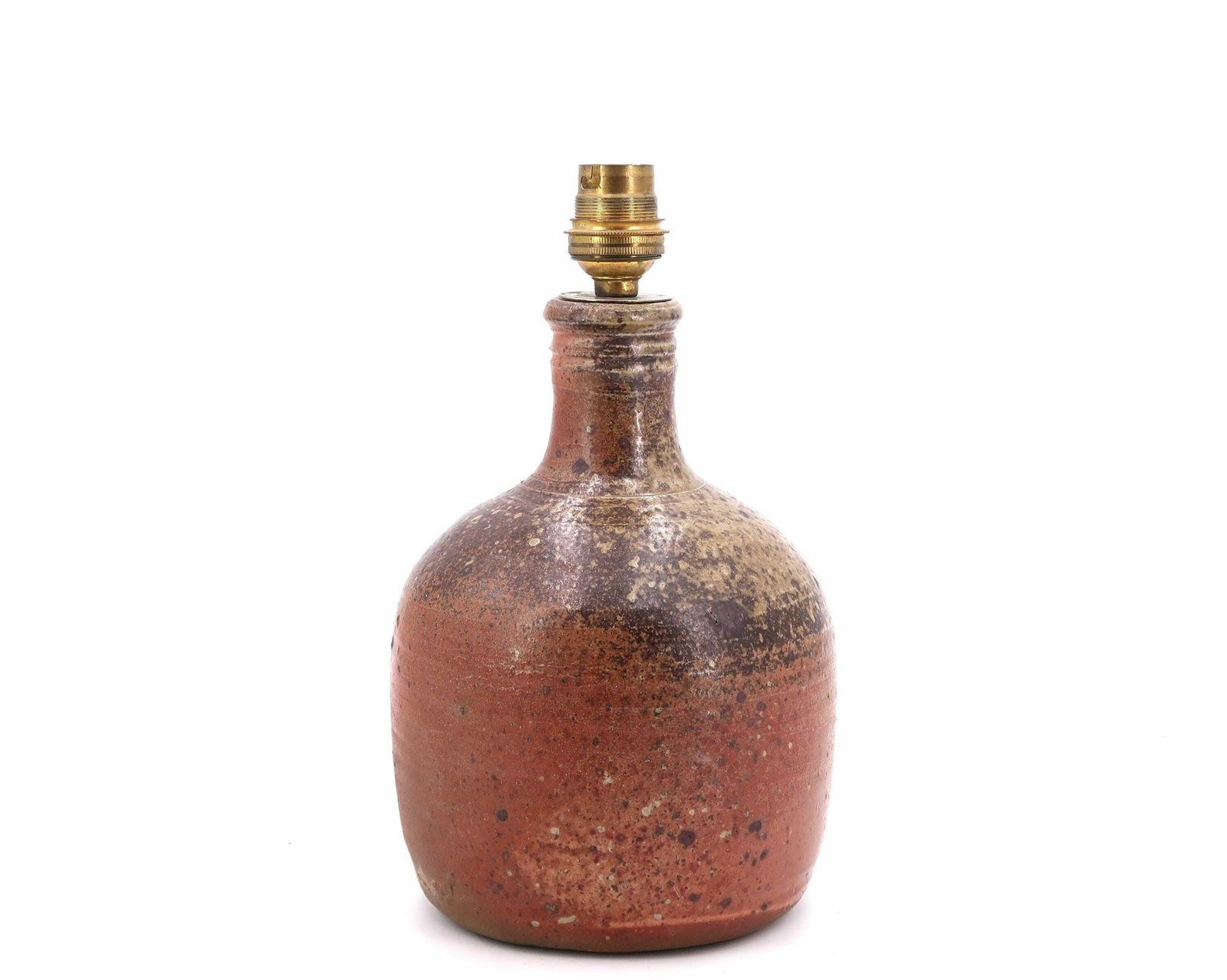 French Stoneware Ceramic Table Lamp, Raffia Shade, 1960s / Potter, Brown, Boho Chic, Folk, Country, Lighting, France photo furniture