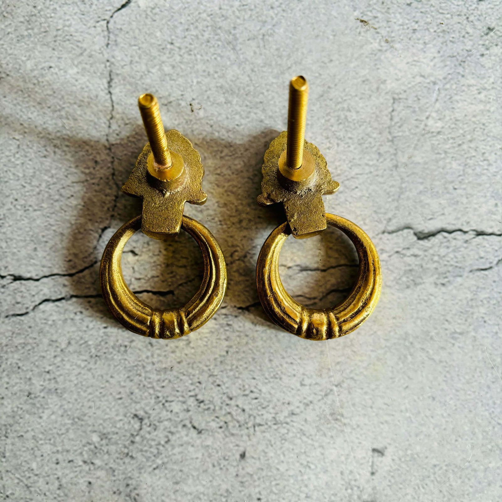 Pair Of Small Brass And Gold Plated Antique Handles photo 58.0