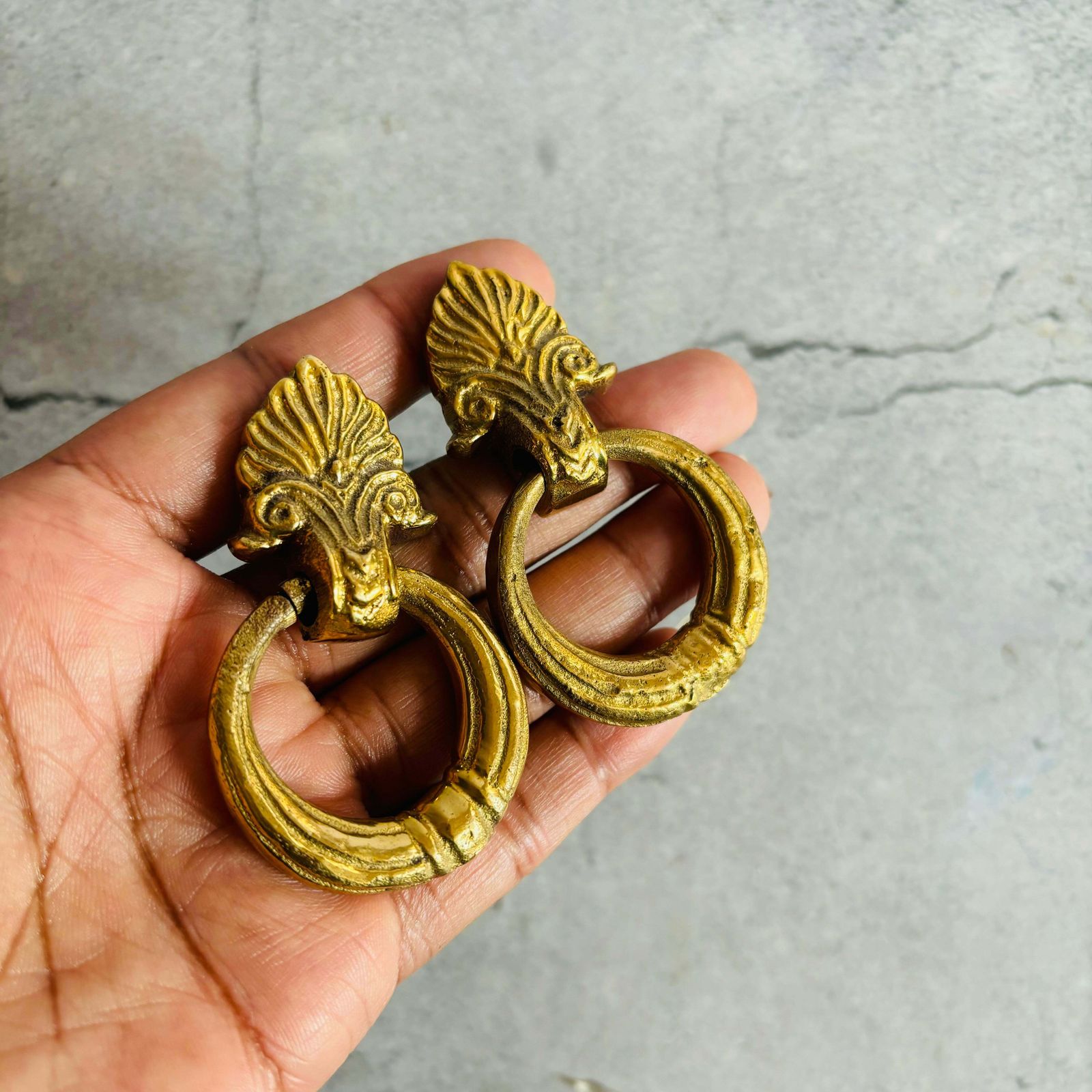 Pair Of Small Brass And Gold Plated Antique Handles photo buy