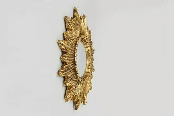 Gold Sunburst Mirror In Resin With Convex Mirror, France, 1960s photo buy