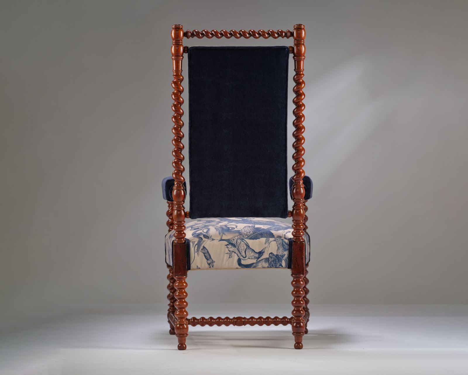 Antique 19th Century ‘Barley With A Twist’ Mythical Creature Velvet Chair, England Circa 1890 photo Furniture