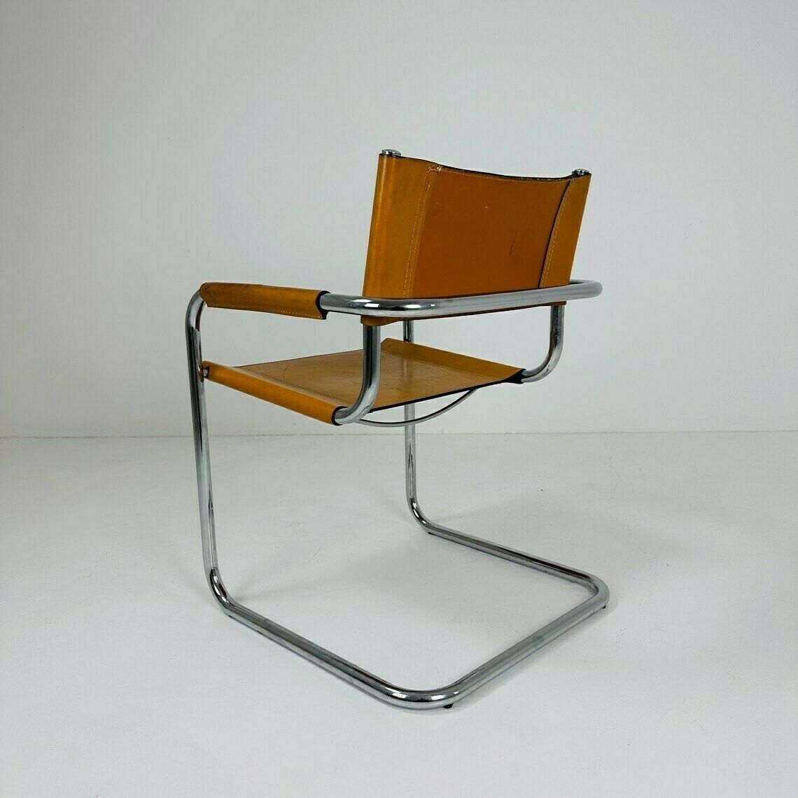 Bauhaus Cognac Leather Chair By Mart Stam Italy 1980s photo 608.0