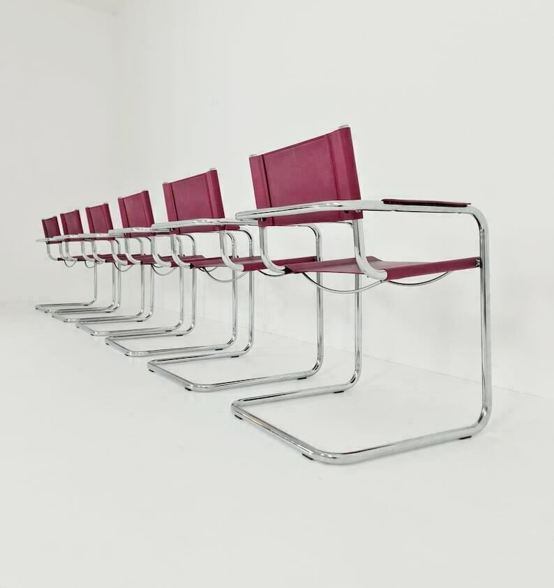1 Of 10 Chairs Model Mg5 Centro Studio Desk Chair In Cognac By Mart Stam & Marcel Breuer, 1970s photo buy