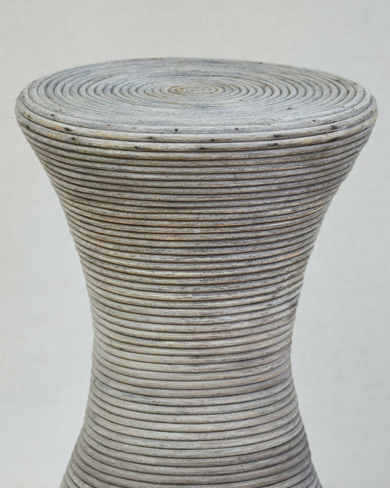 Reeded Rattan Side Table, Boho H 45cm W 32cm photo for sale