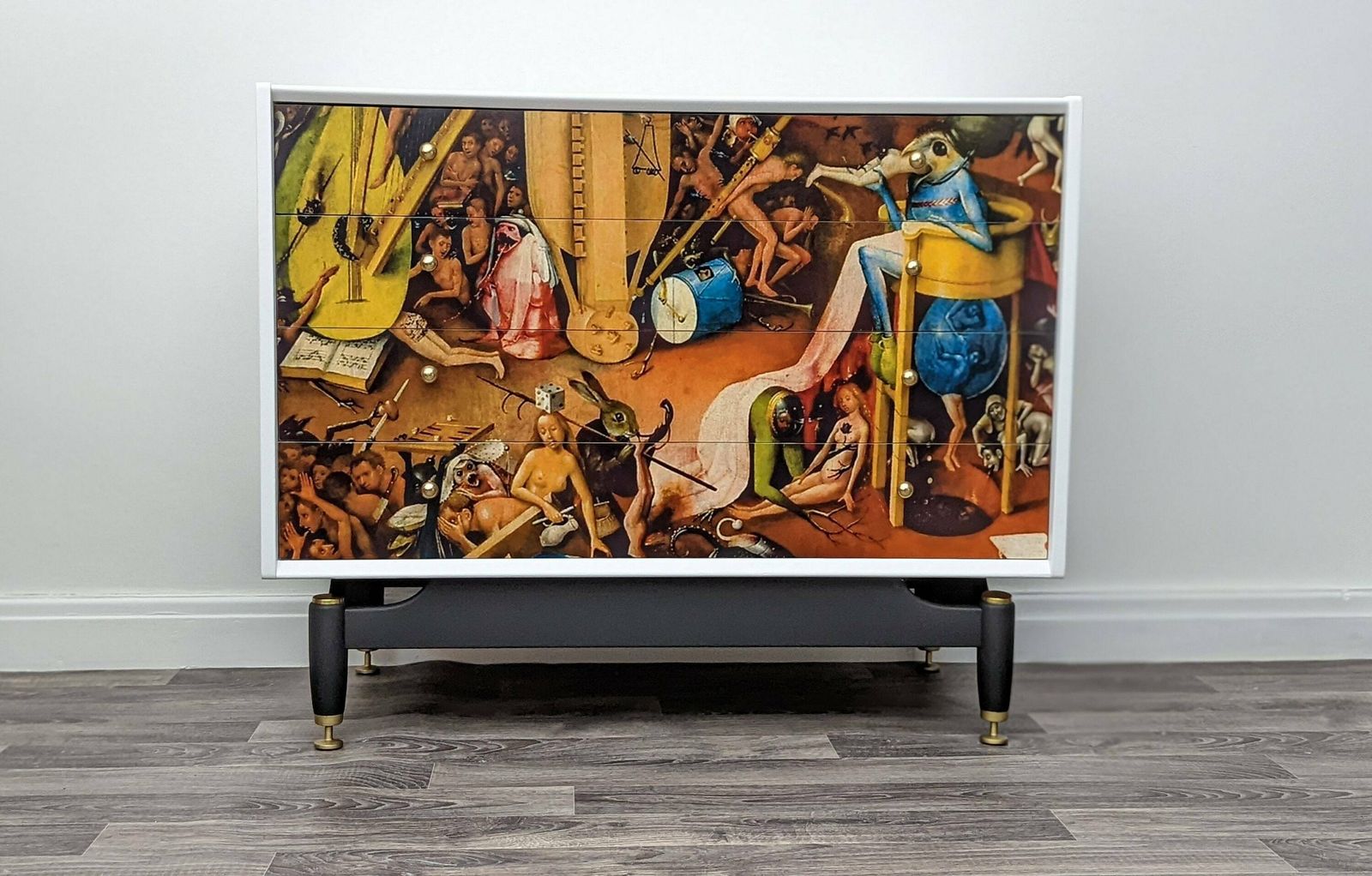 Vintage Gplan Upcycled Chest Of Drawers. Classic Art, Bosch. Wow. White Mid Century photo Furniture