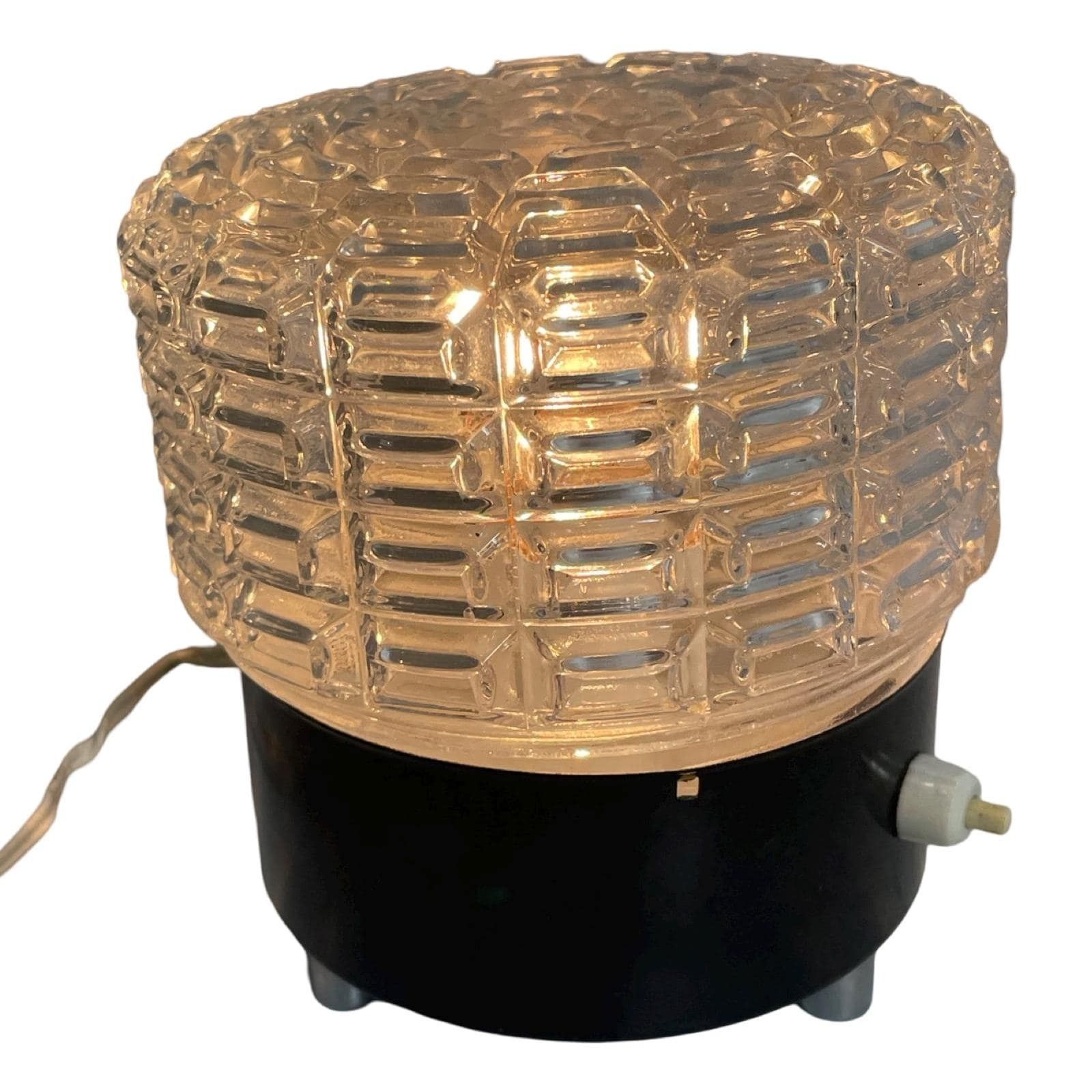 Vintage   Ca. 1970's   Pressed Glass And Metal Base Supported On Chrome Feet   Table Lamp photo for sale