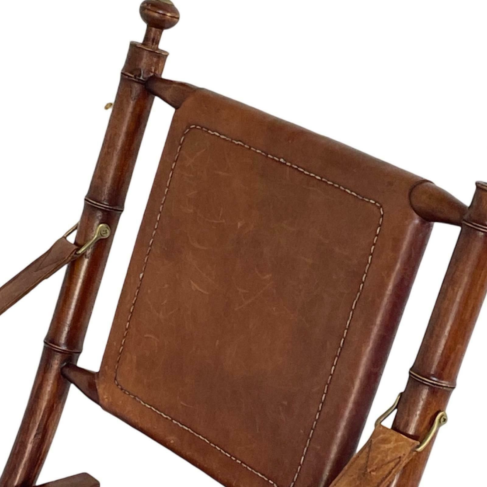 Officer's Chair   Wood And Leather Upholstery   Military Campaign Style photo Furniture