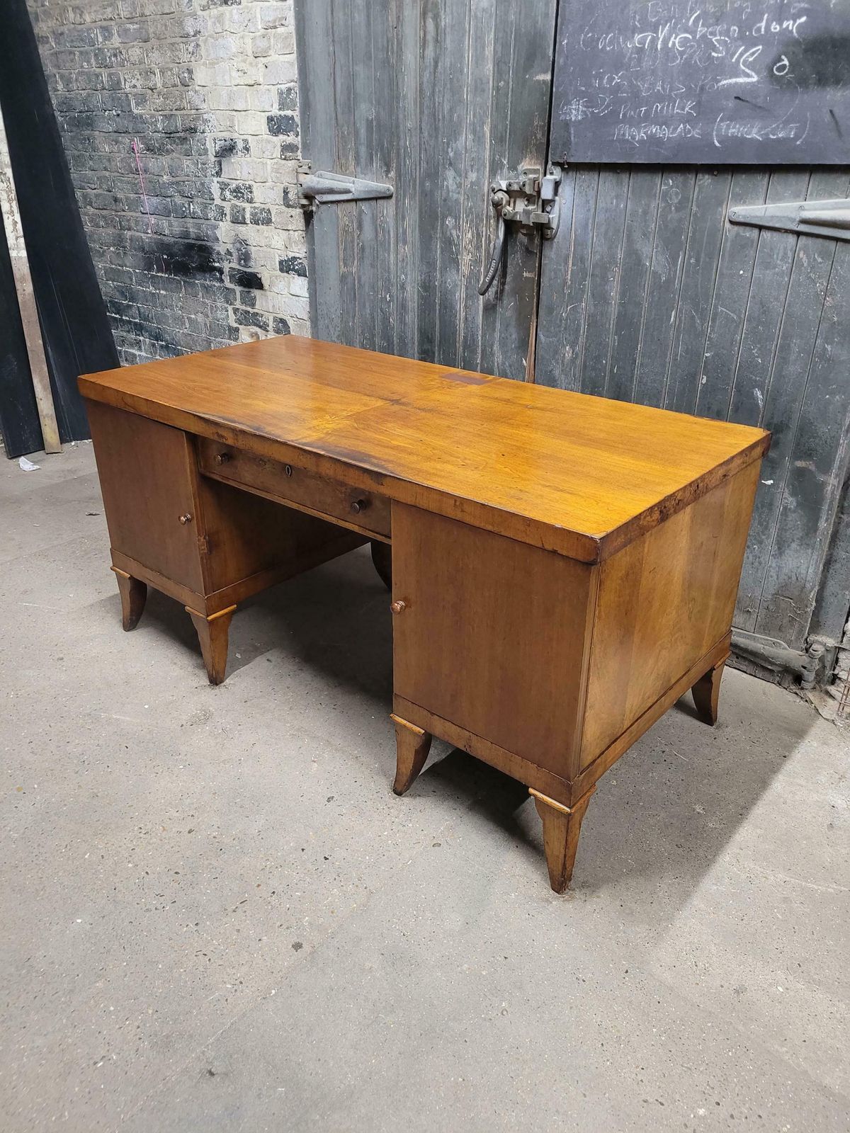 Antique Early 20th Century Art Deco Walnut Executive Desk Writing Desk photo for sale
