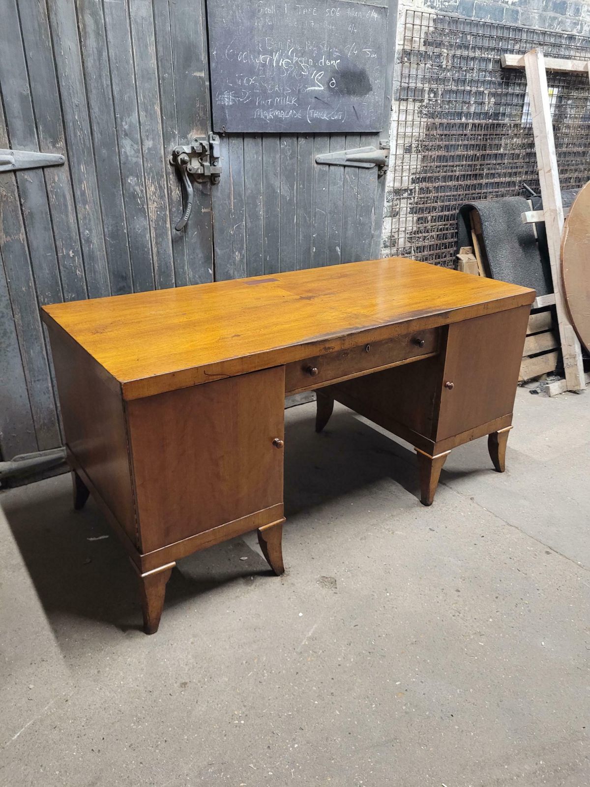 Antique Early 20th Century Art Deco Walnut Executive Desk Writing Desk photo 599.0
