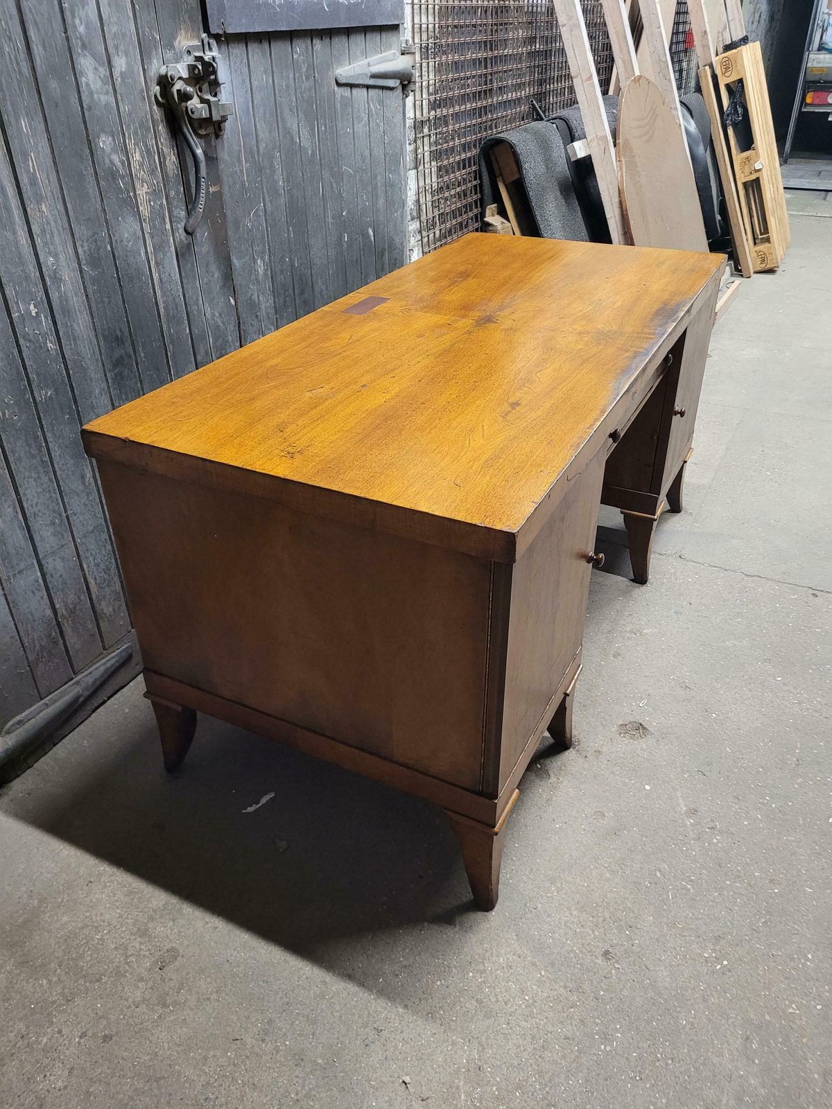 Antique Early 20th Century Art Deco Walnut Executive Desk Writing Desk photo vinterior