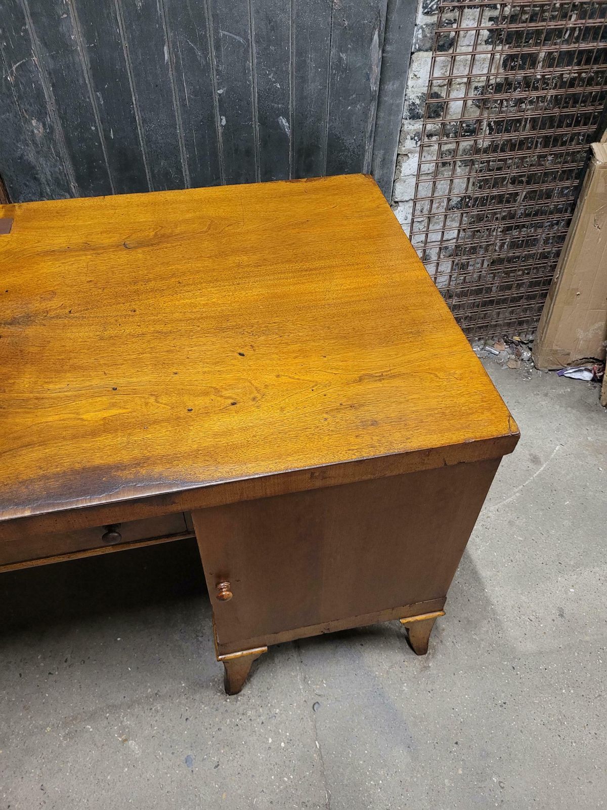 Antique Early 20th Century Art Deco Walnut Executive Desk Writing Desk photo vintage