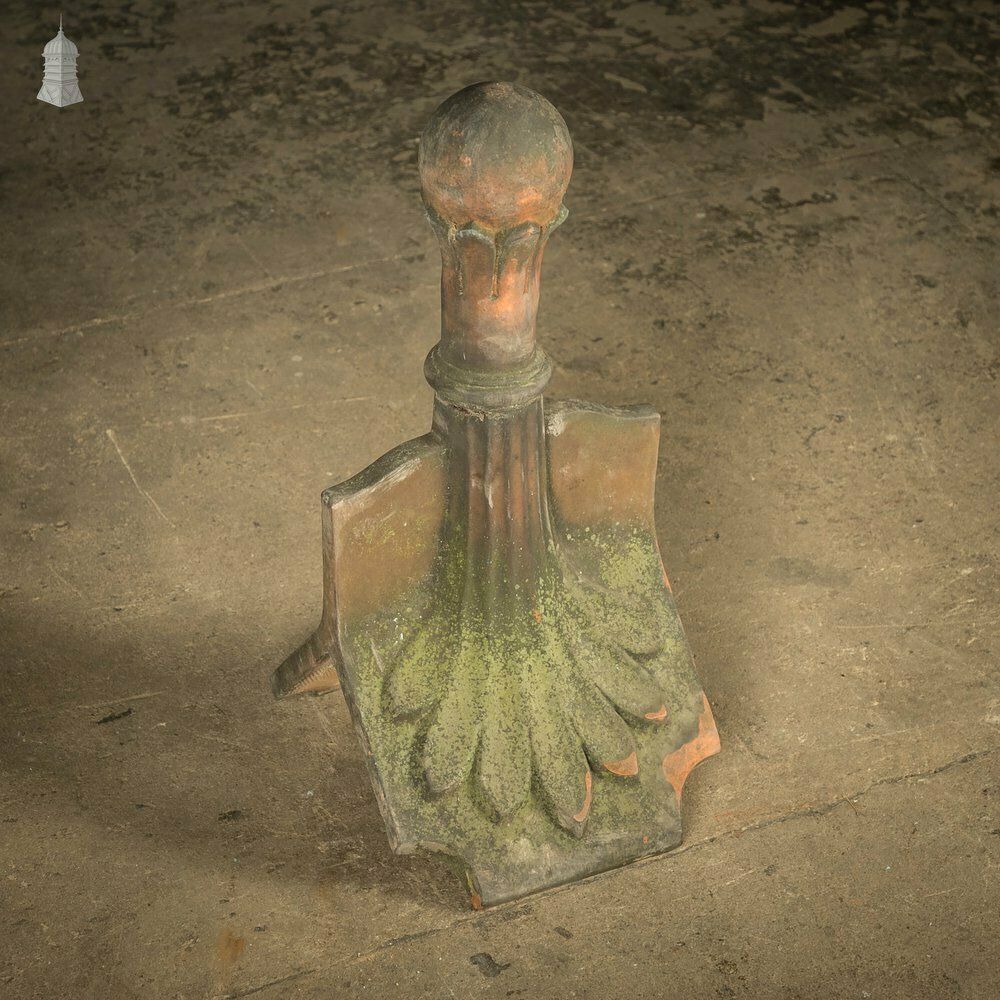 Garden Decor Ball Top Ridge Finial, Weathered Terracotta photo