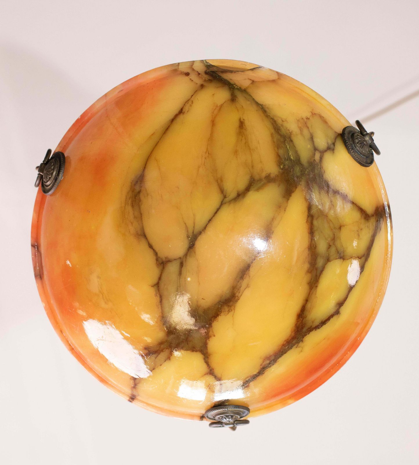 photo furniture Great Design Red And Orange Art Deco White Alabaster Chandelier, 1940s