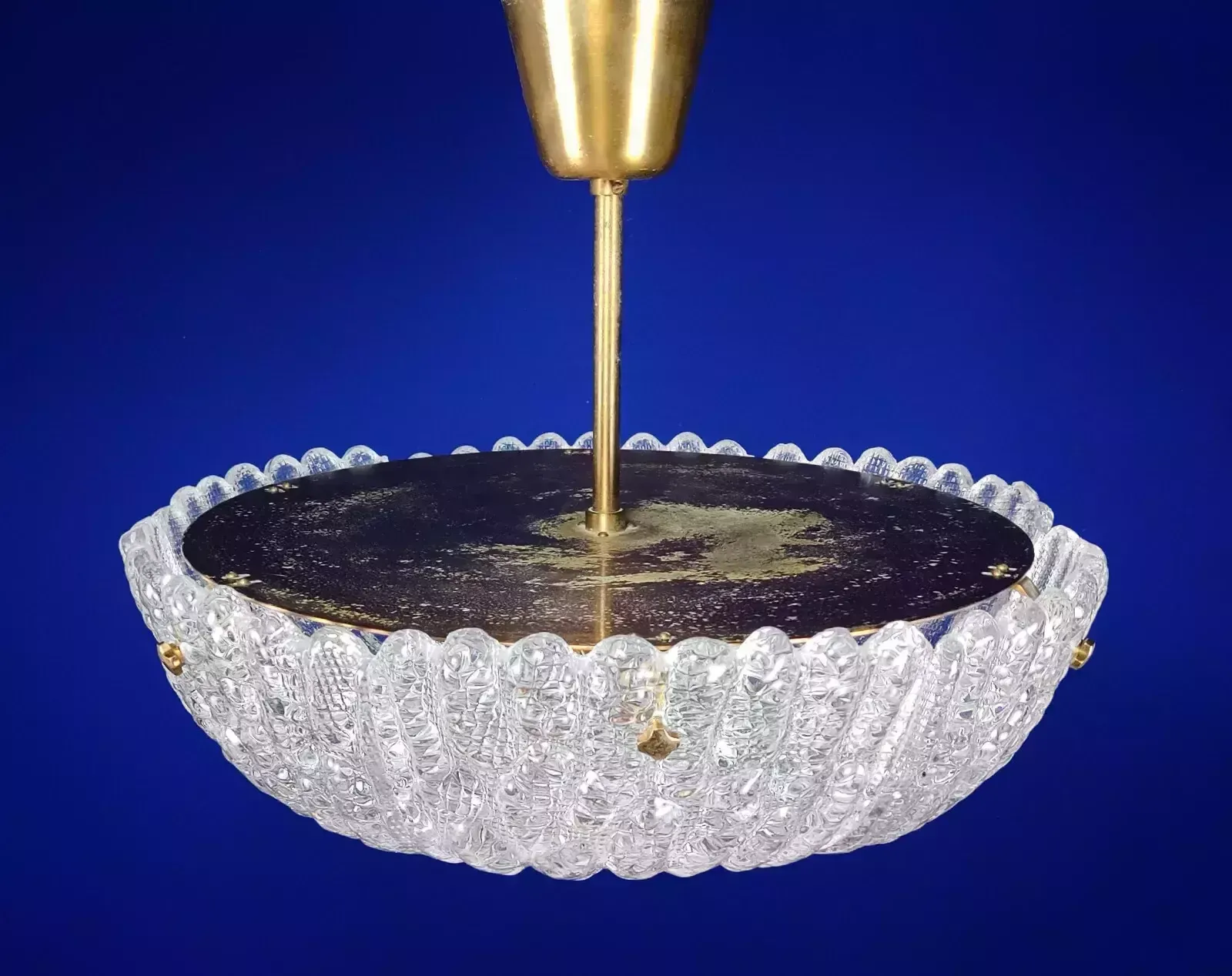 Vintage 1960s Orrefors Carl Fagerlund Brass & Crystal ‘Embassy’ Pendant Lamp photo furniture