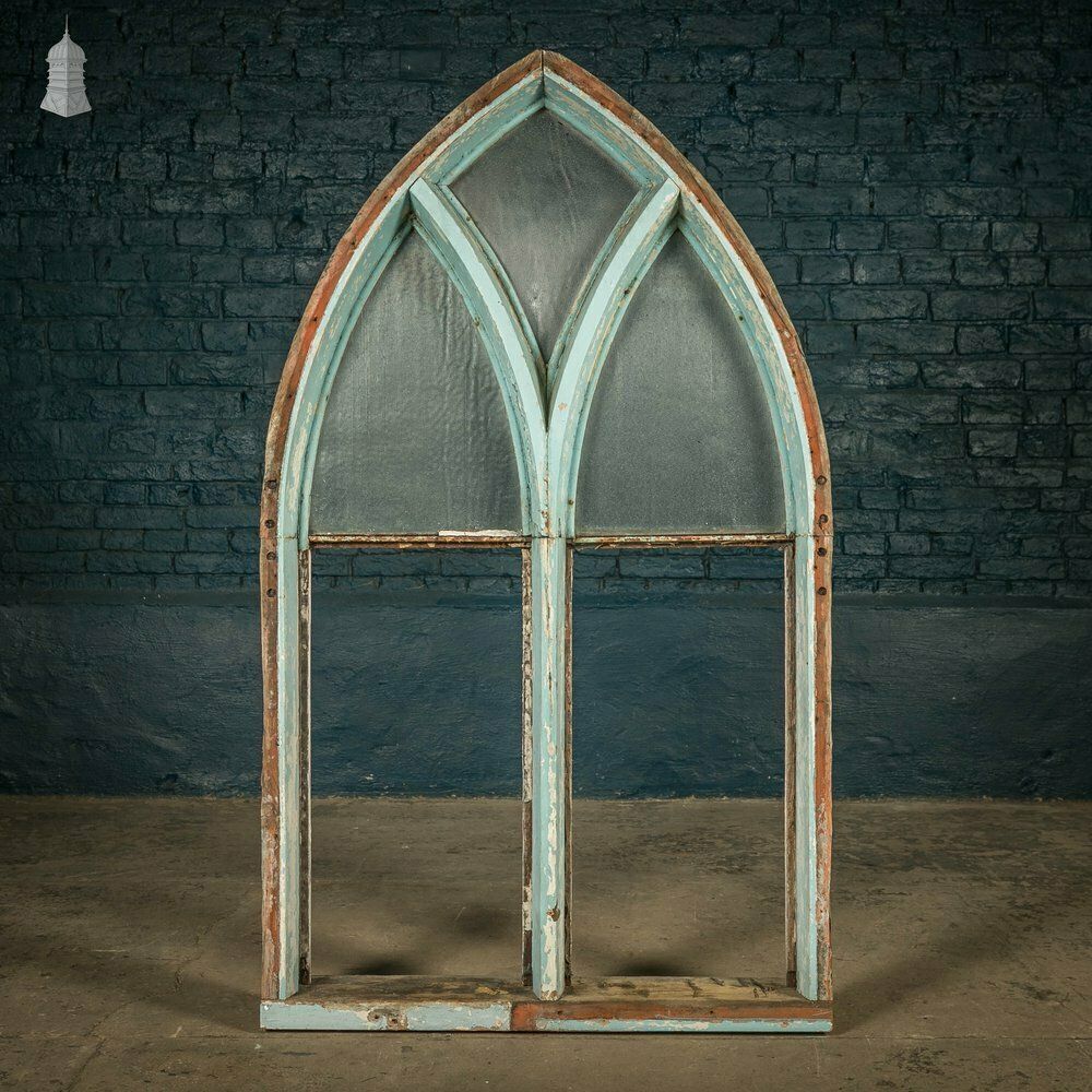 Arch Top Window, Gothic Style, Wooden Frame photo vintage