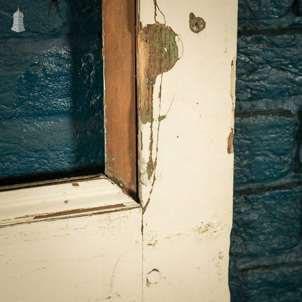 photo vinterior Half Glazed Door, 3 Moulded Pine Panel Distressed Crackled Paint