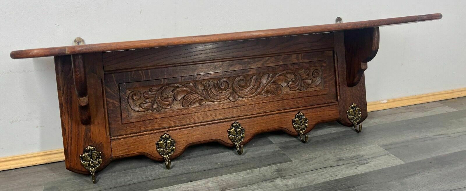 French Coat Hooks Antique French 7 Hook Ornate Carved Coat Plate Rack