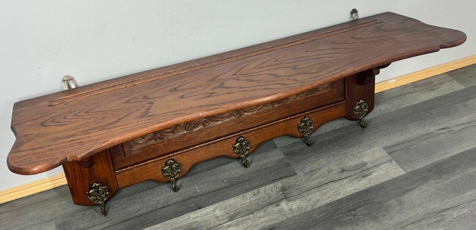French Coat Hooks Antique French 7 Hook Ornate Carved Coat Plate Rack photo buy
