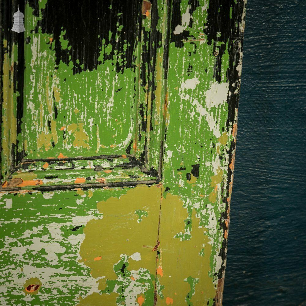 Half Glazed Door, Moulded 4 Panel Pine photo vintage