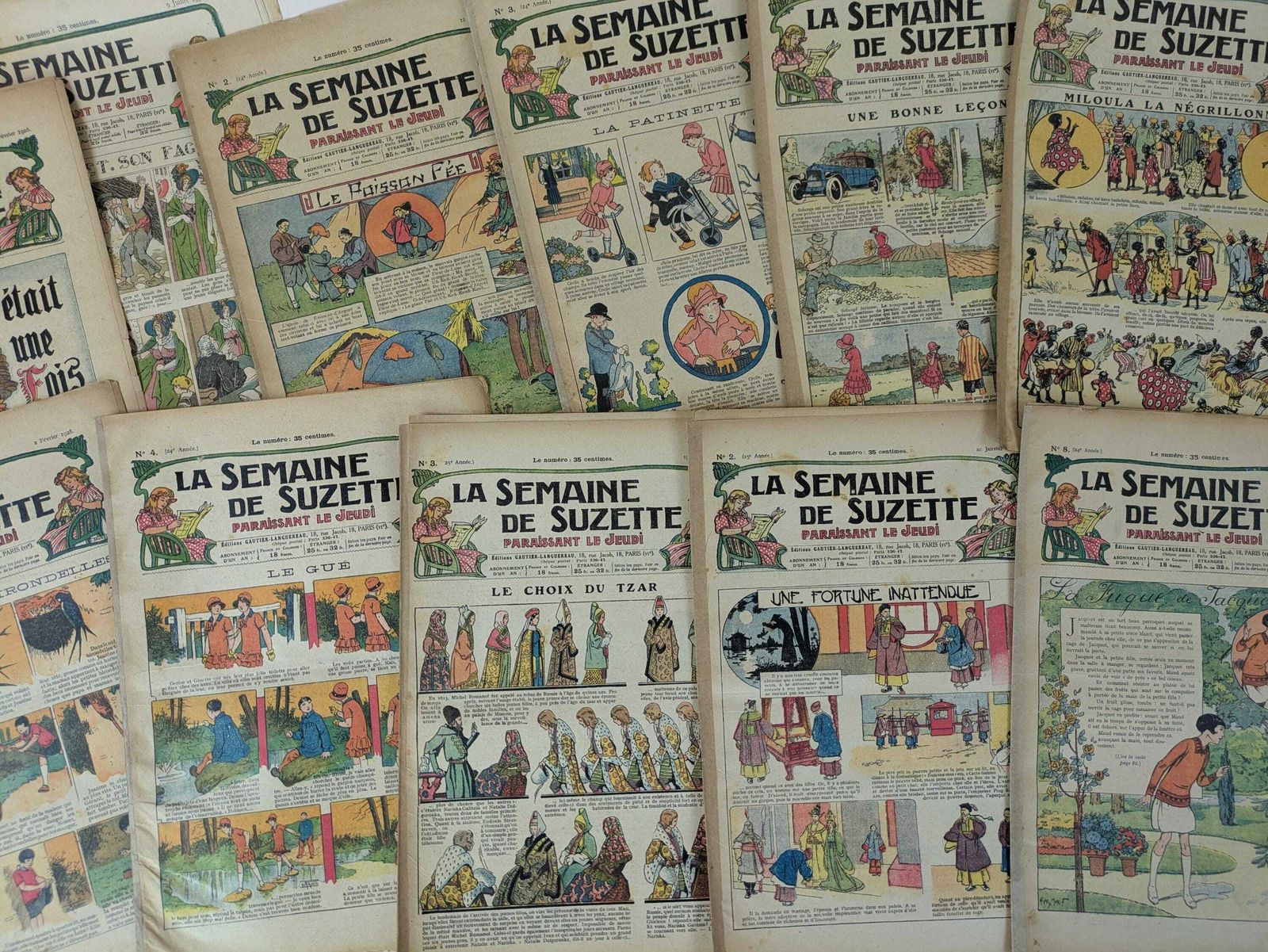 55 Antique French 1920s La Semaine De Suzette Magazines, Prop Set Design, Photography French Ephemera, Old Document, Scrapbooking Supplies photo furniture