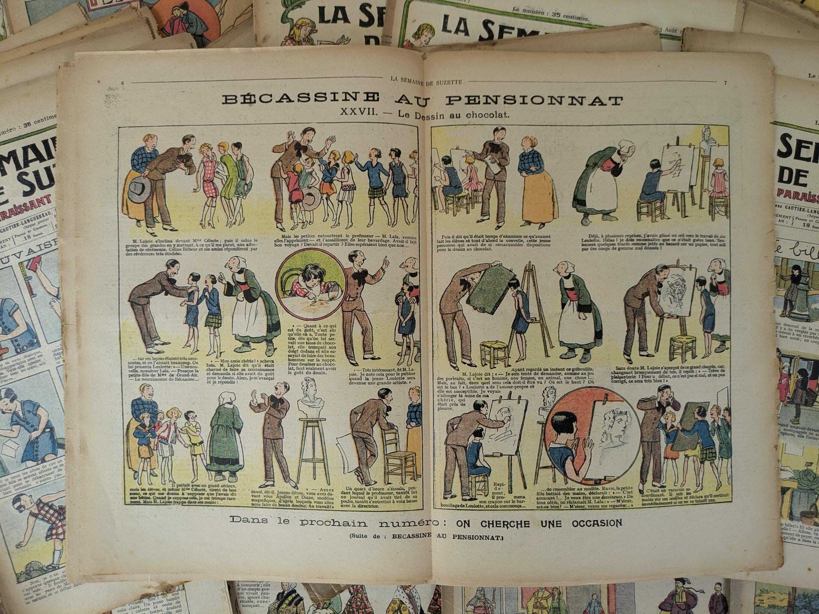photo furniture 55 Antique French 1920s La Semaine De Suzette Magazines, Prop Set Design, Photography French Ephemera, Old Document, Scrapbooking Supplies