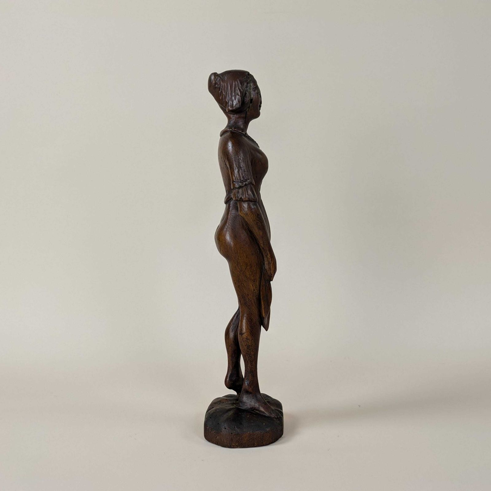 Antique French Carved Wood Female Brothel Statue, Old Erotic Wooden Figurine, Curiosa Statuette Curiosity Collector, Brothel Sign photo vintage