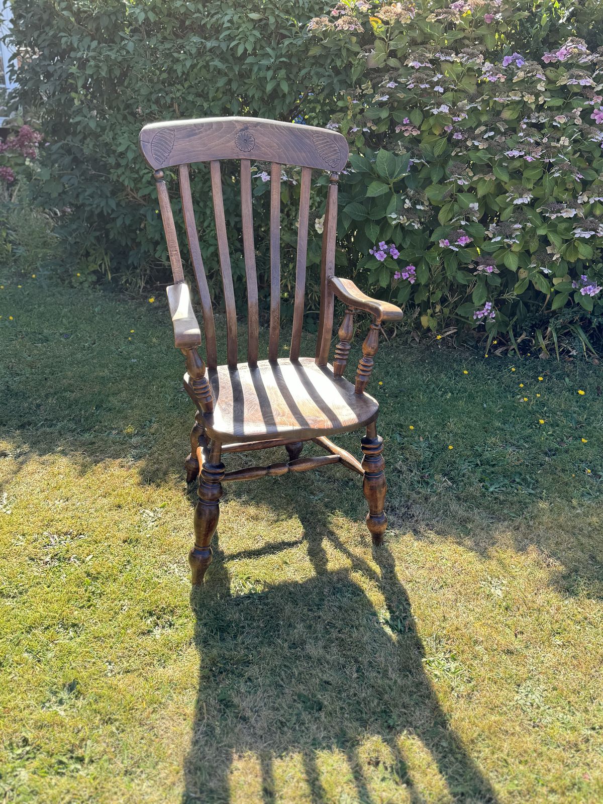 Antique Wooden High Back Farmhouse Chair photo Furniture