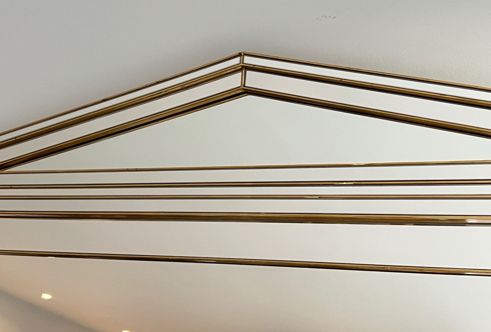 Large Domus Mirror In Wood, Golden Plexiglass And Mirrors photo buy