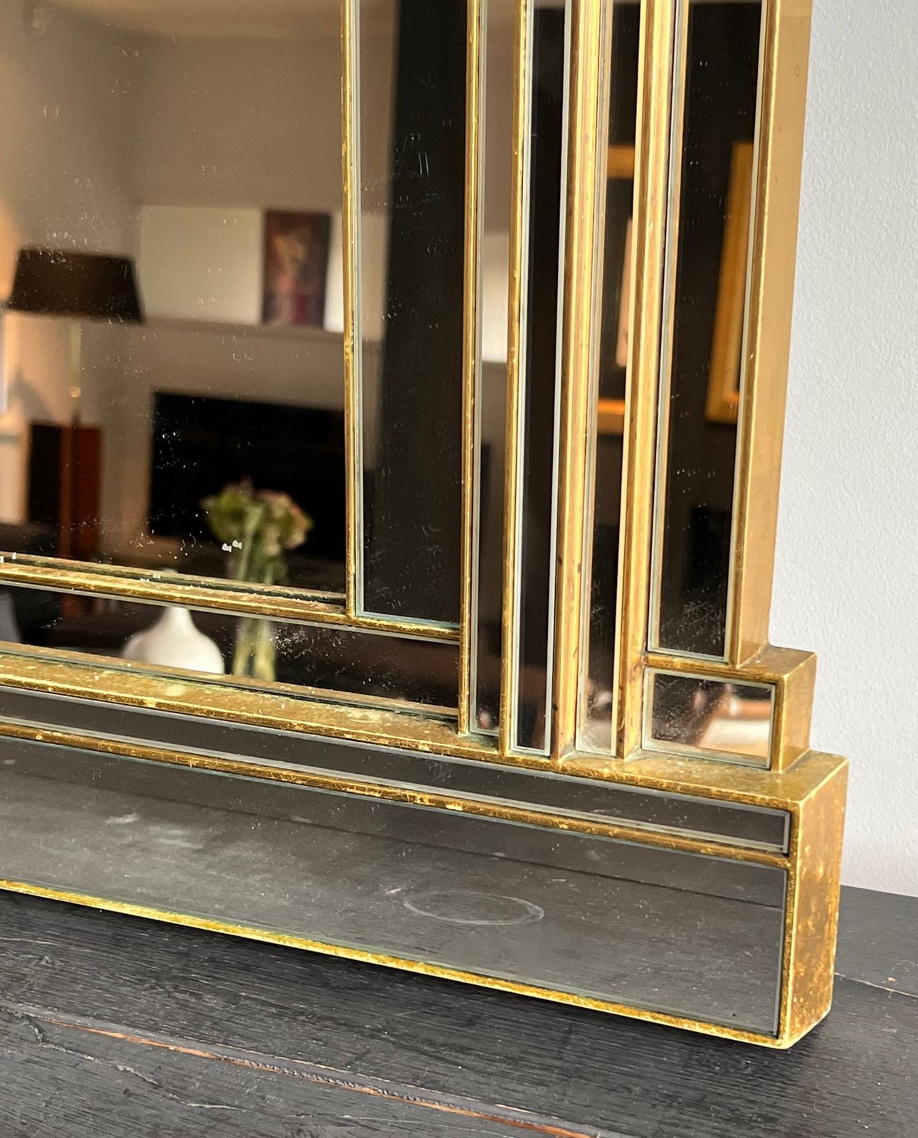 Home Decor Large Domus Mirror In Wood, Golden Plexiglass And Mirrors photo