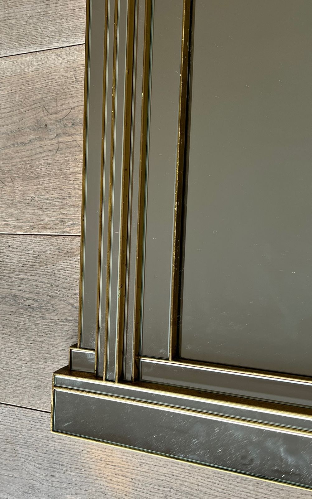 photo buy Large Domus Mirror In Wood, Golden Plexiglass And Mirrors