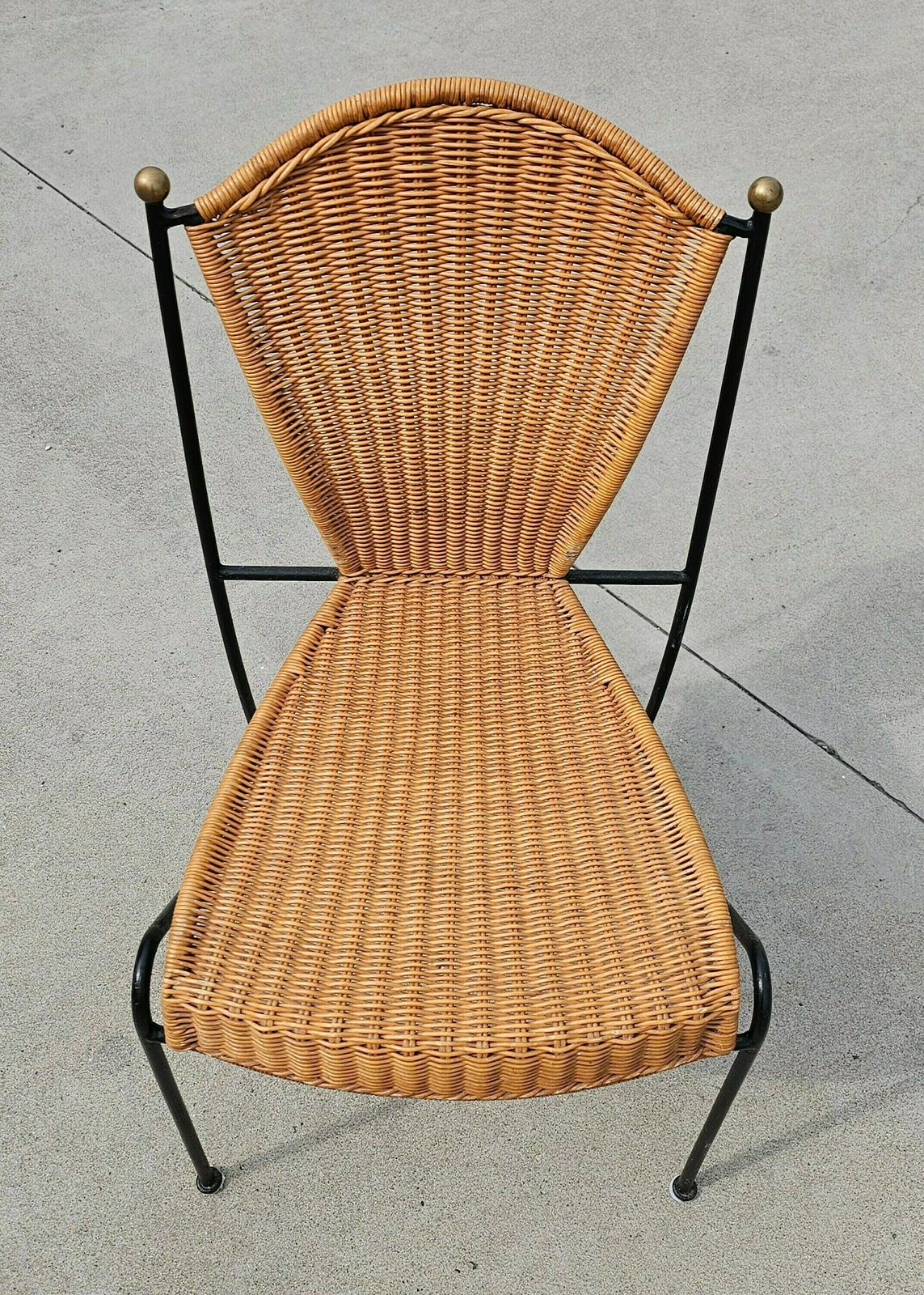 1 Of 11 Mid Century Modern Wicker And Wrought Iron Chairs By Frederic Weinberg // Vintage Dining Chairs // Made In The USA, 1950s photo buy