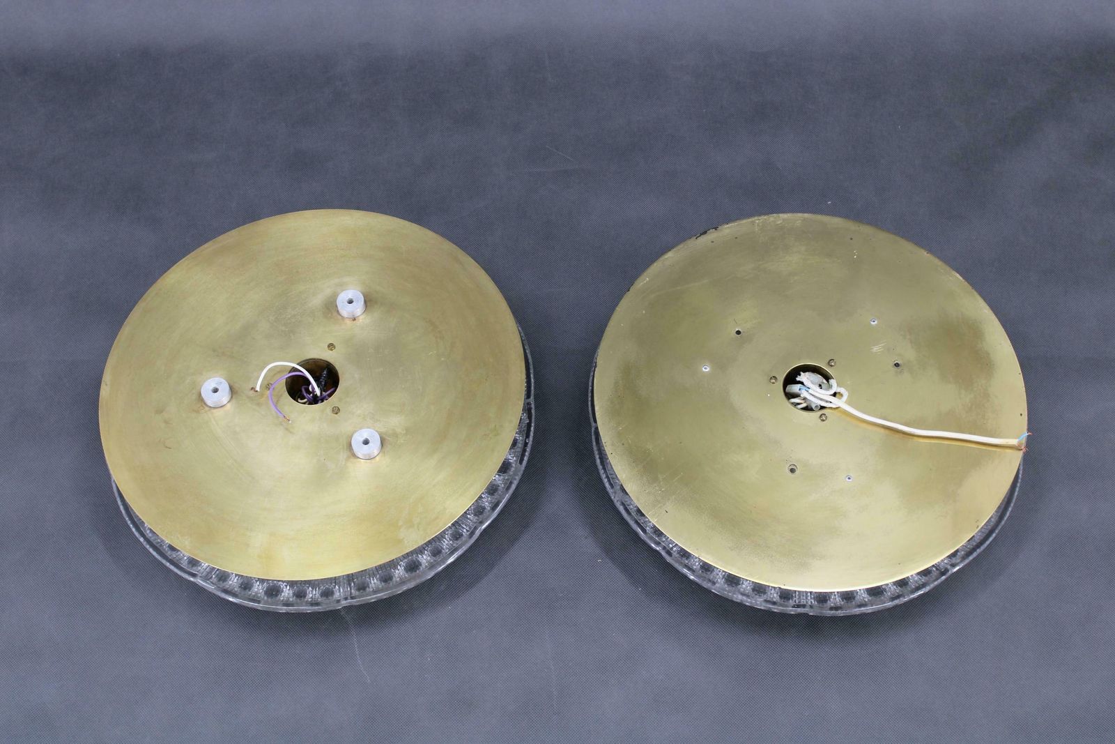 1970s Carl Fagerlund Pair Of Brass And Glass Ceiling Lamps, Sweden photo buy