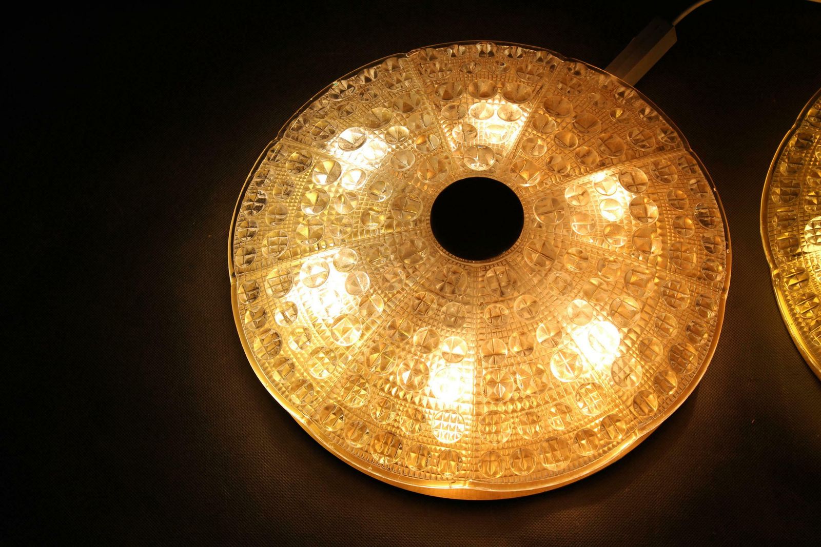 Lighting 1970s Carl Fagerlund Pair Of Brass And Glass Ceiling Lamps, Sweden photo