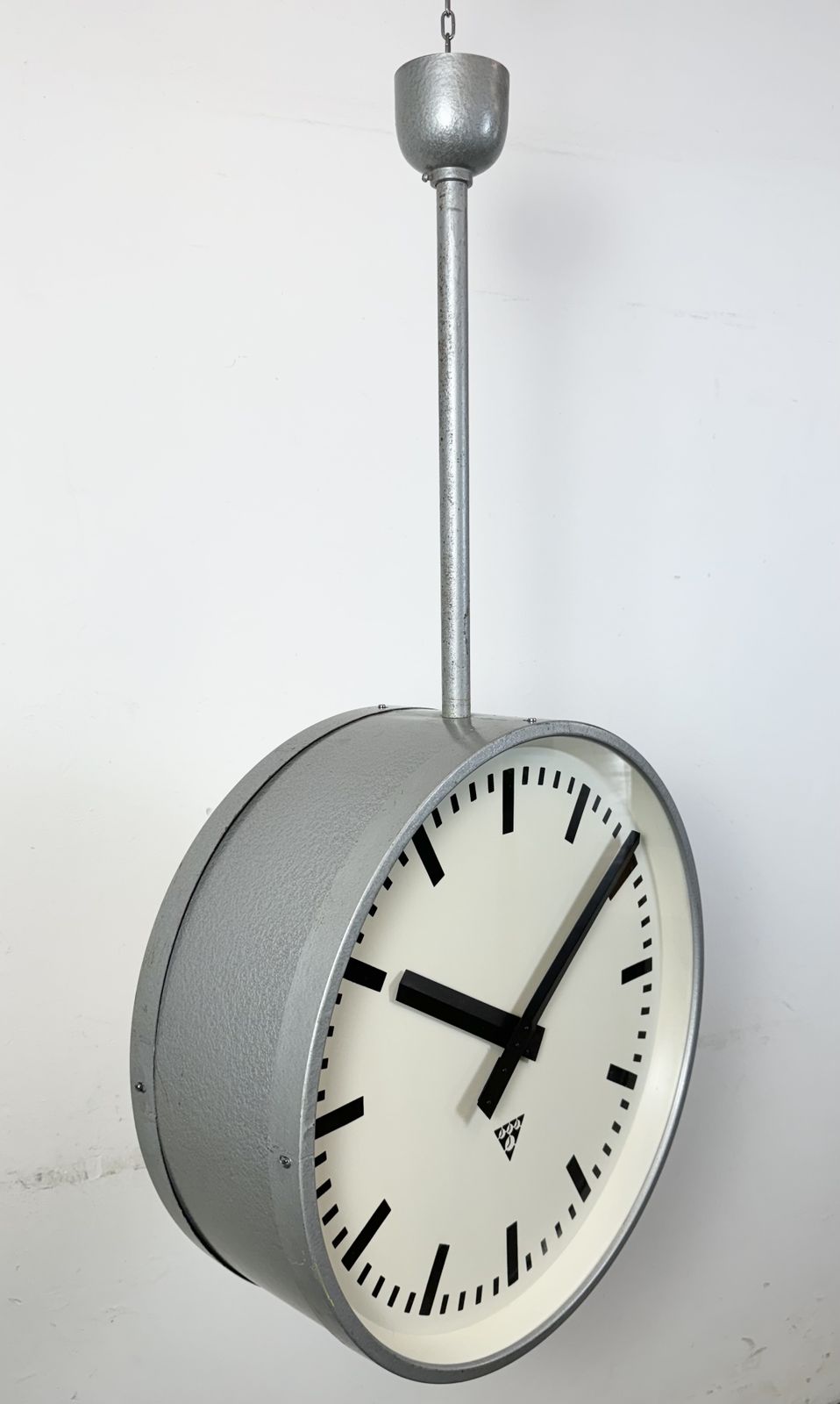 Huge Industrial Double Sided Railway Or Factory Clock From Pragotron, 1960s photo Home Decor
