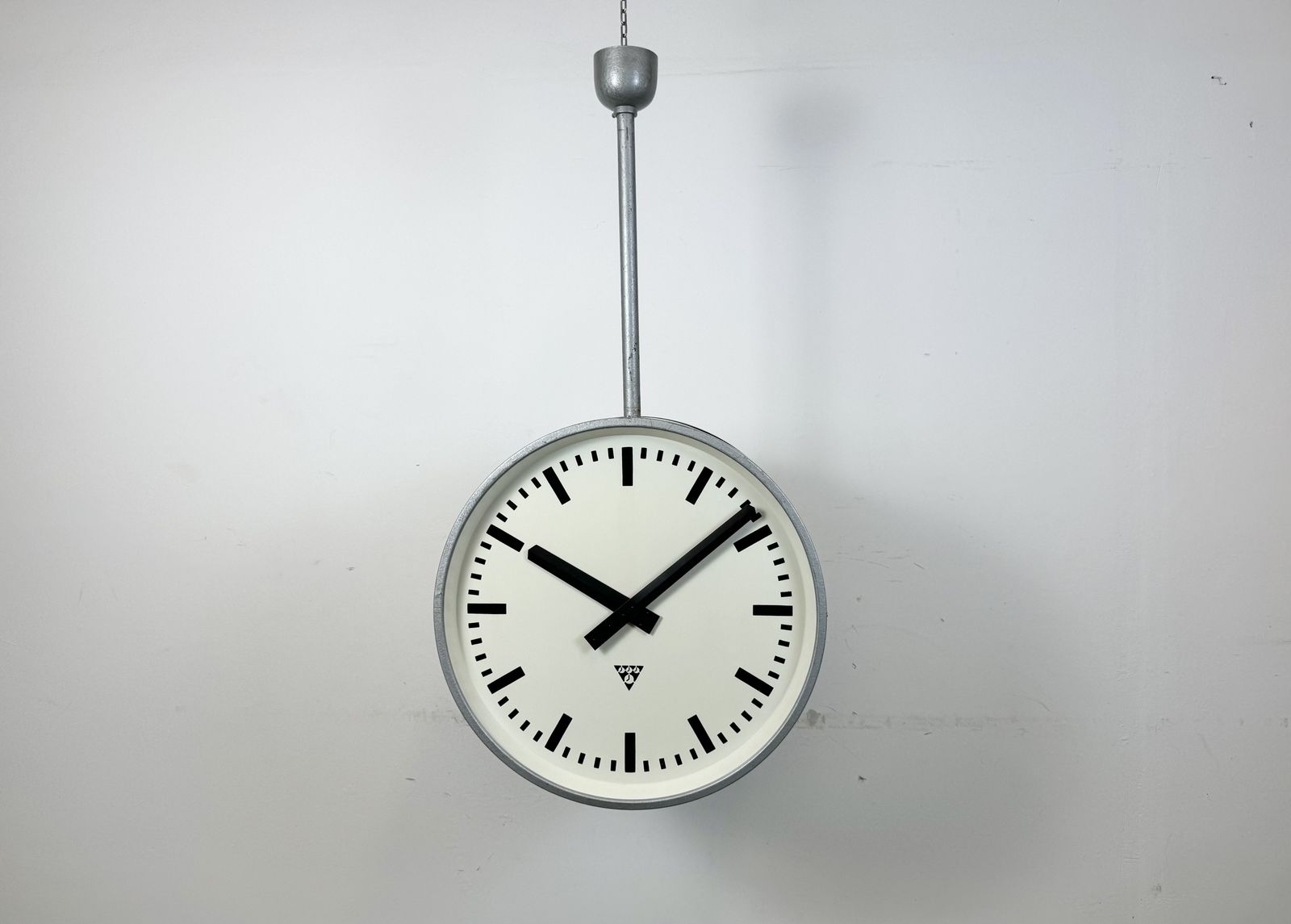 Huge Industrial Double Sided Railway Or Factory Clock From Pragotron, 1960s photo 799.0