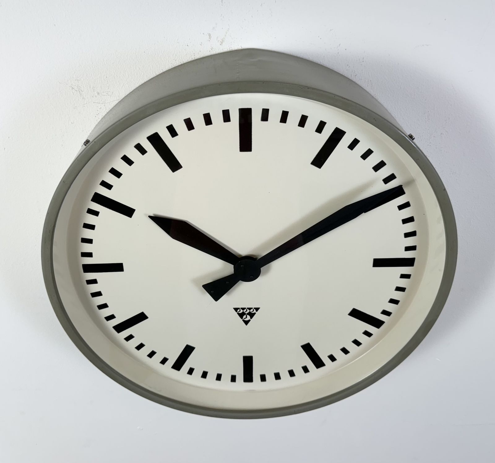 photo furniture Large Grey Industrial Factory Wall Clock From Pragotron, 1960s