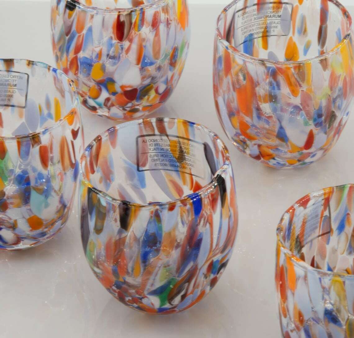 Buenos Aires, Set Of 6 Murano Shot Glasses Color "Millefiori" Handmade, Murano Glass Made In Italy photo buy
