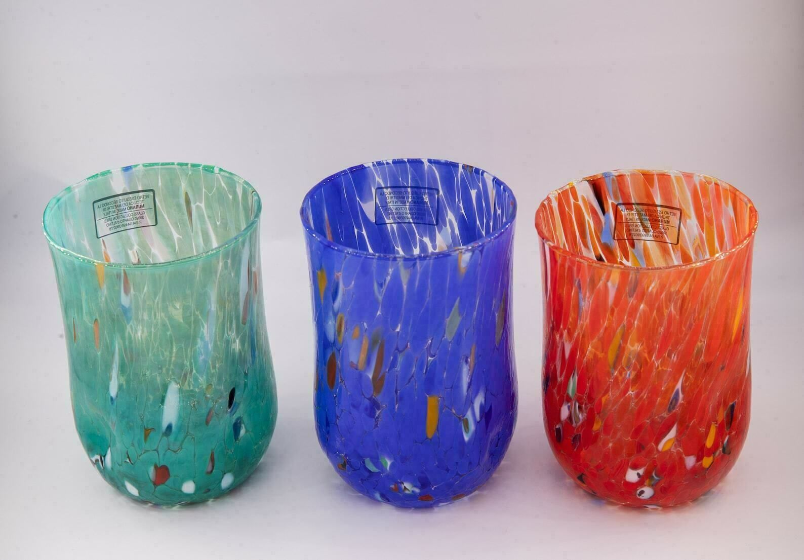 Panama City, Set Of 6 Murano Drink\Water Glasses Color "Multicolor" Handmade, Murano Glass, Made In Italy photo furniture
