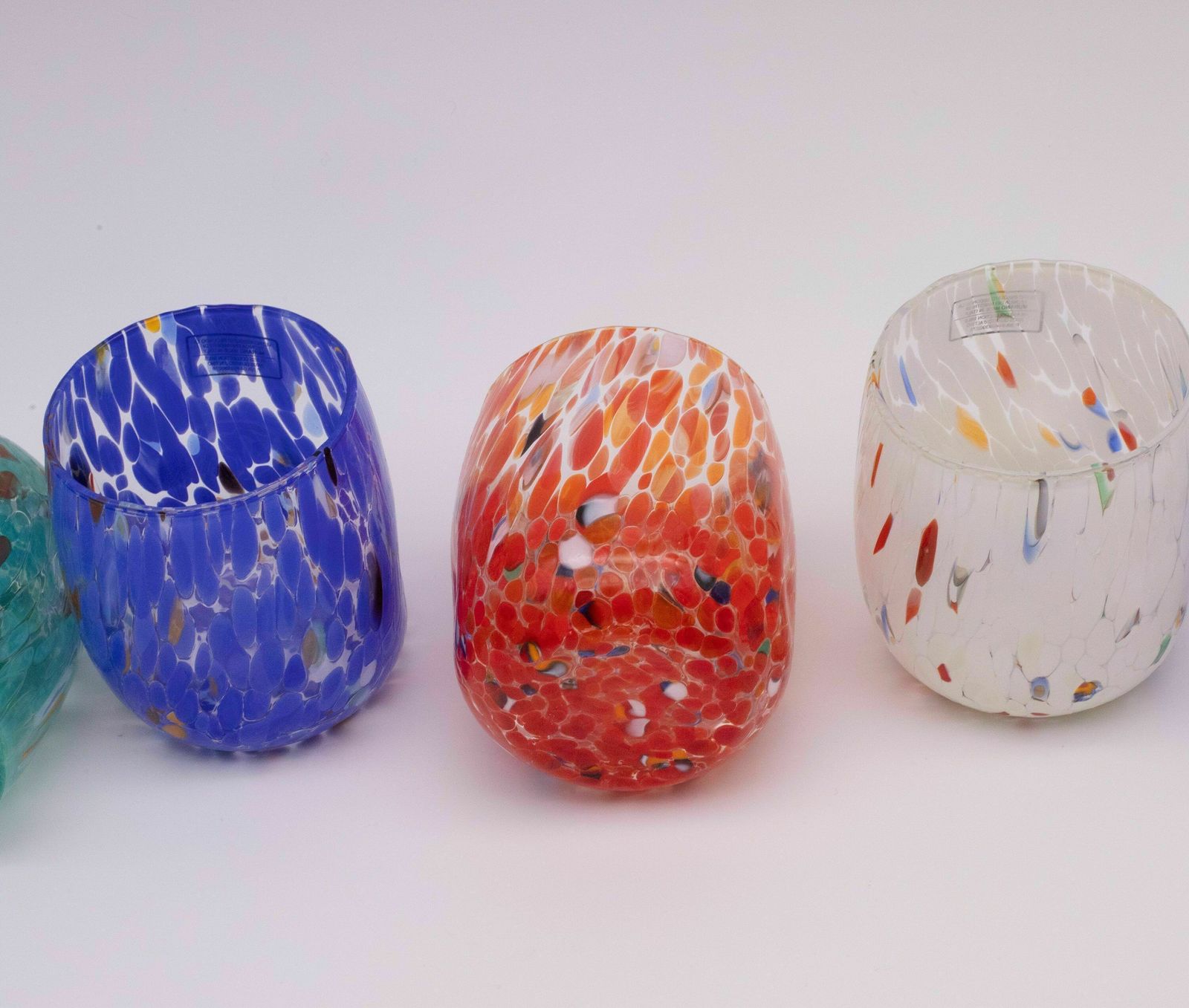 Santiago Del Chile, Set Of 6 Murano Glasses Color "Multicolor" Handmade, Murano Glass Made In Italy photo Home Decor