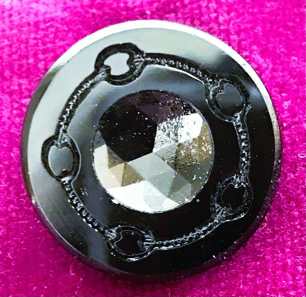 Home Decor 40 Fabulous Victorian French Jet Black Glass Buttons With Brass Shanks photo