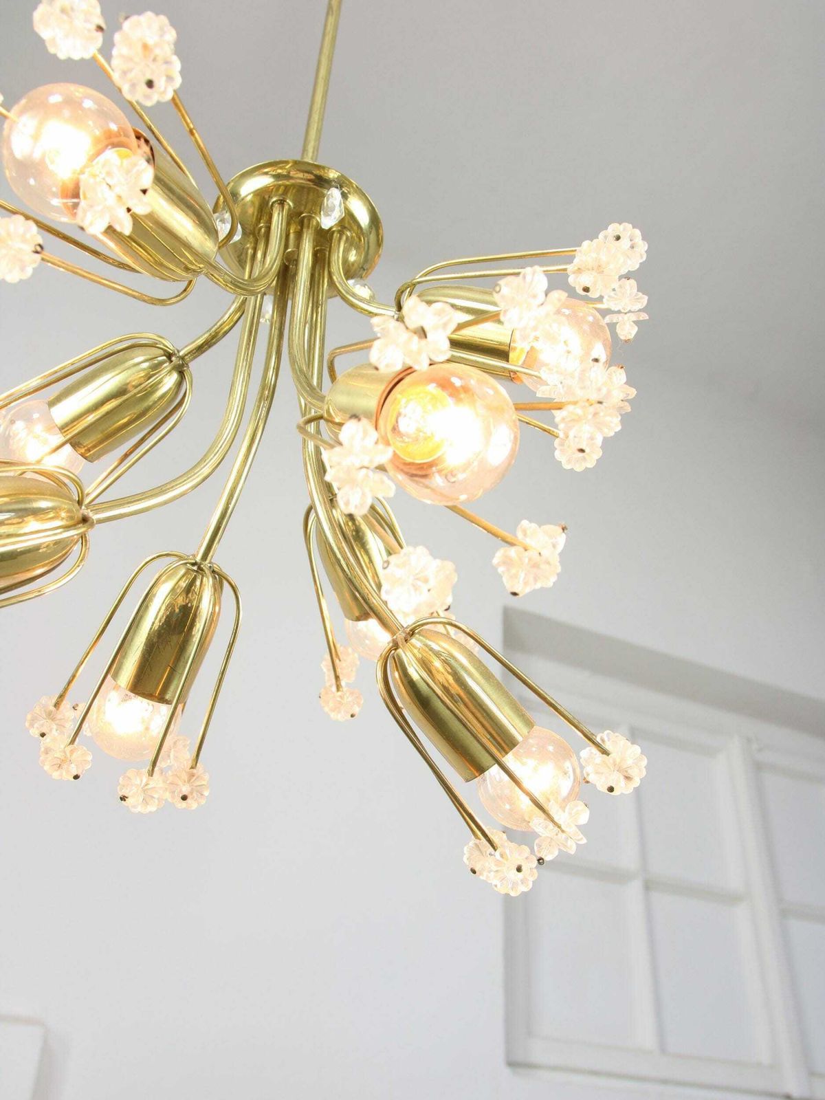 Mid Century Chandelier By Emil Stejnar For Rupert Nikoll / 1950s Austria / Flower Bouquet Pendant Lamp / 8 Light Bulbs / Vintage Lighting photo 791.0
